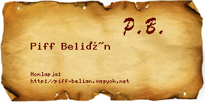 Piff Belián névjegykártya